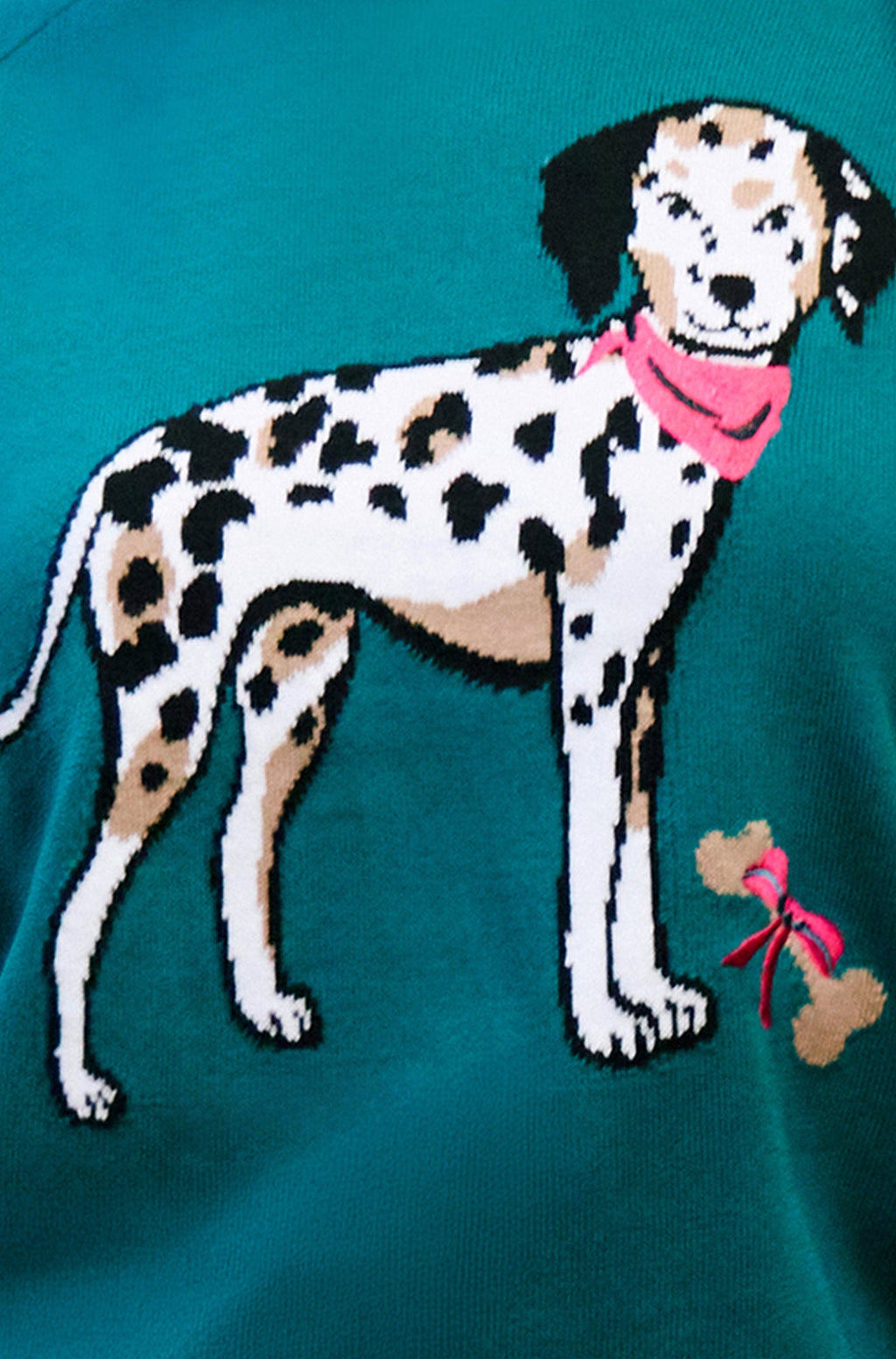 Yumi Teal Dalmatian Intarsia Relaxed Jumper