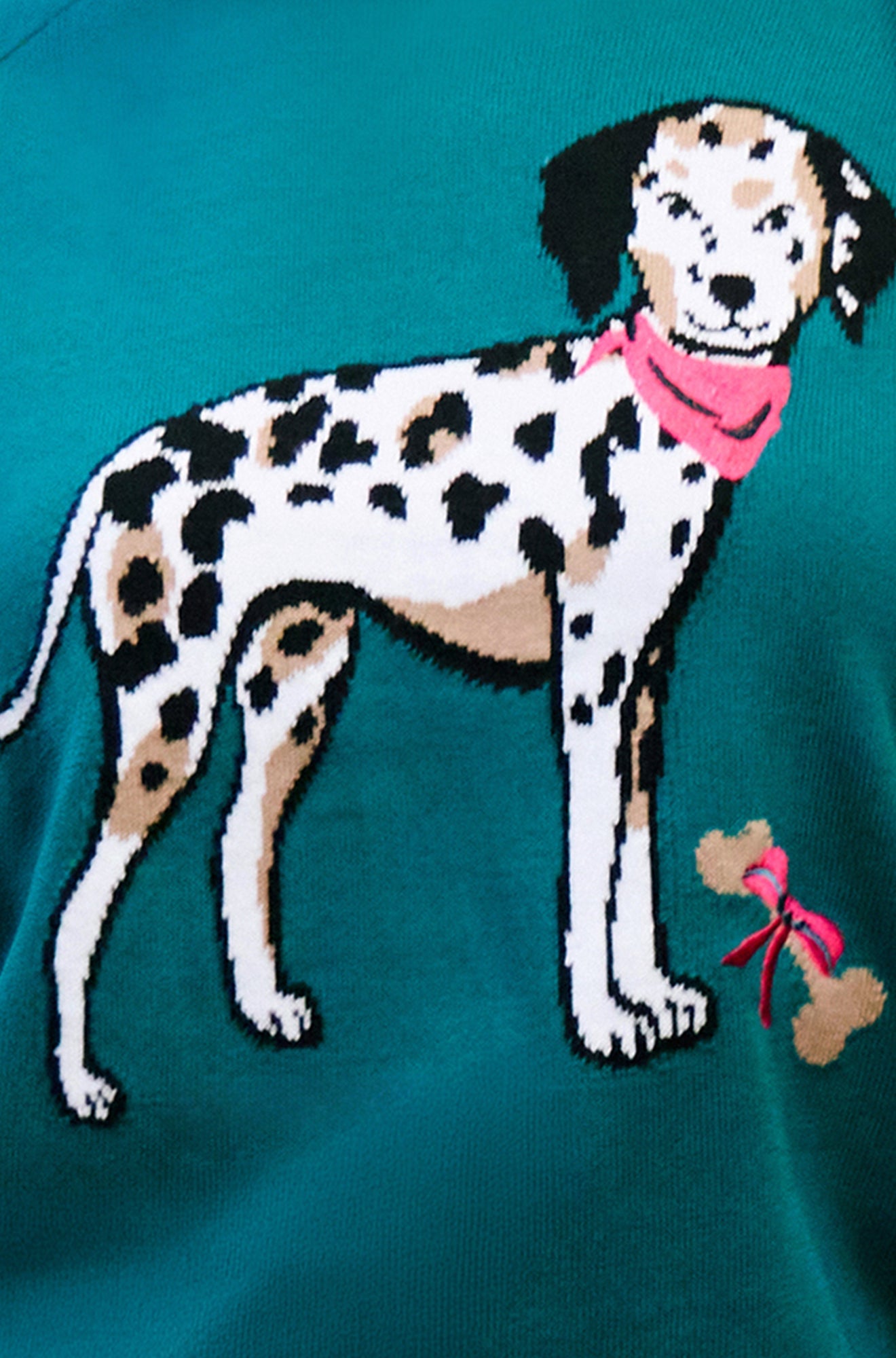 Yumi Teal Dalmatian Intarsia Relaxed Jumper