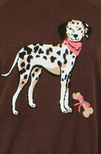 Yumi Brown Dalmatian Intarsia Relaxed Jumper