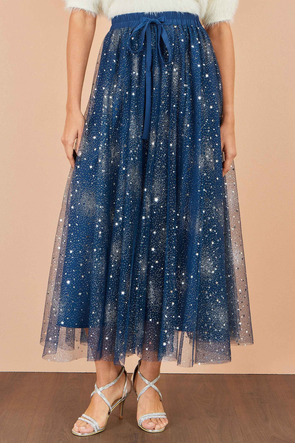 Yumi Navy Star Sparkle Tulle Skirt