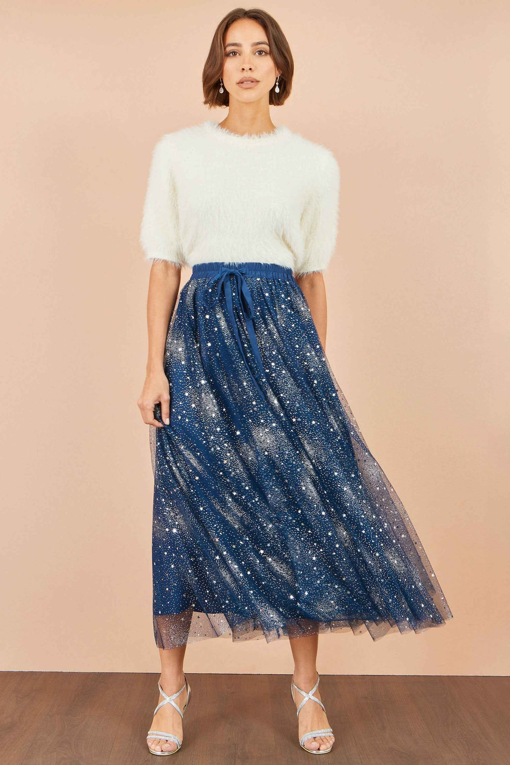 Yumi Navy Star Sparkle Tulle Skirt