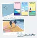 Vintage Travel Poster – You, Me and The Sea Beach Art by BeckyBettesworth (you-me-the-sea)