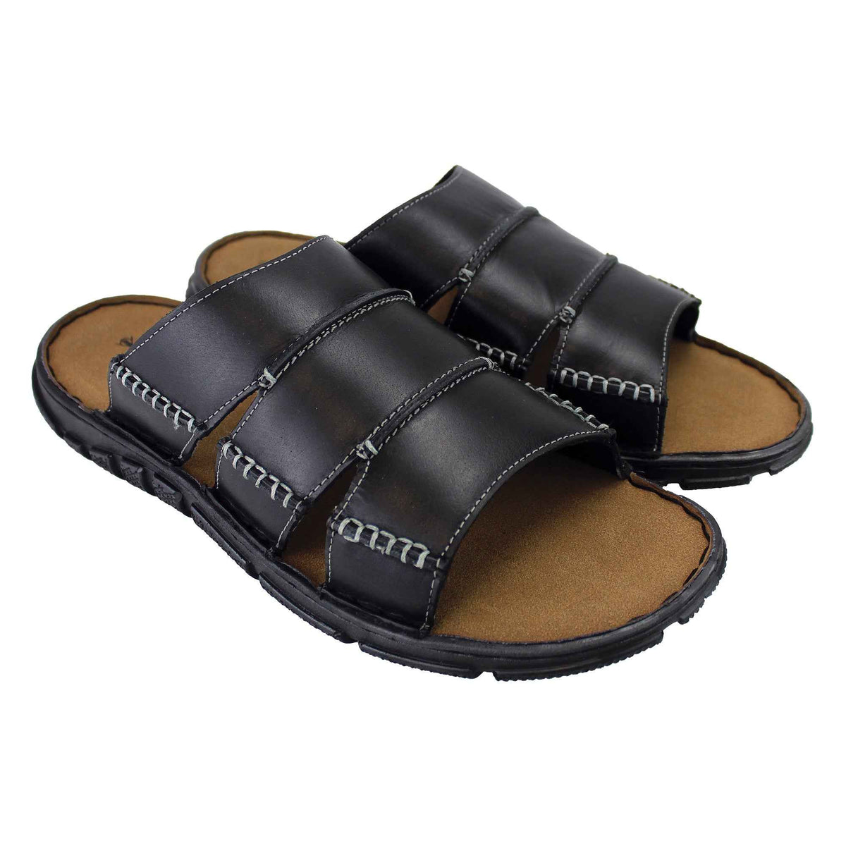 Mens Summer Beach Leather Slip On Slippers
