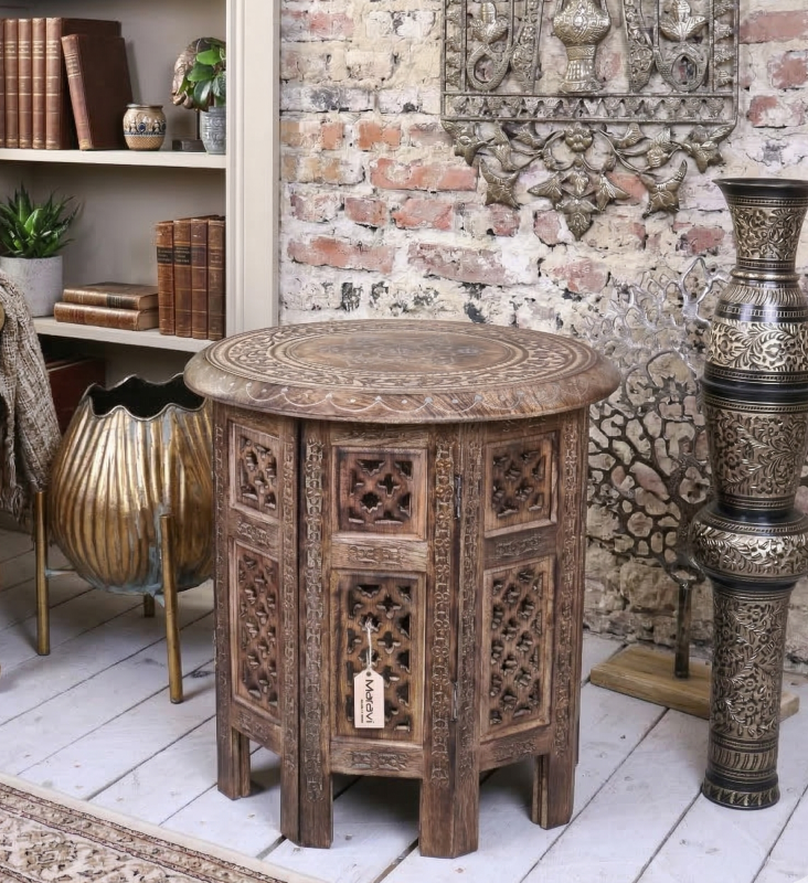 Zanskar Small Hand Carved Side Table