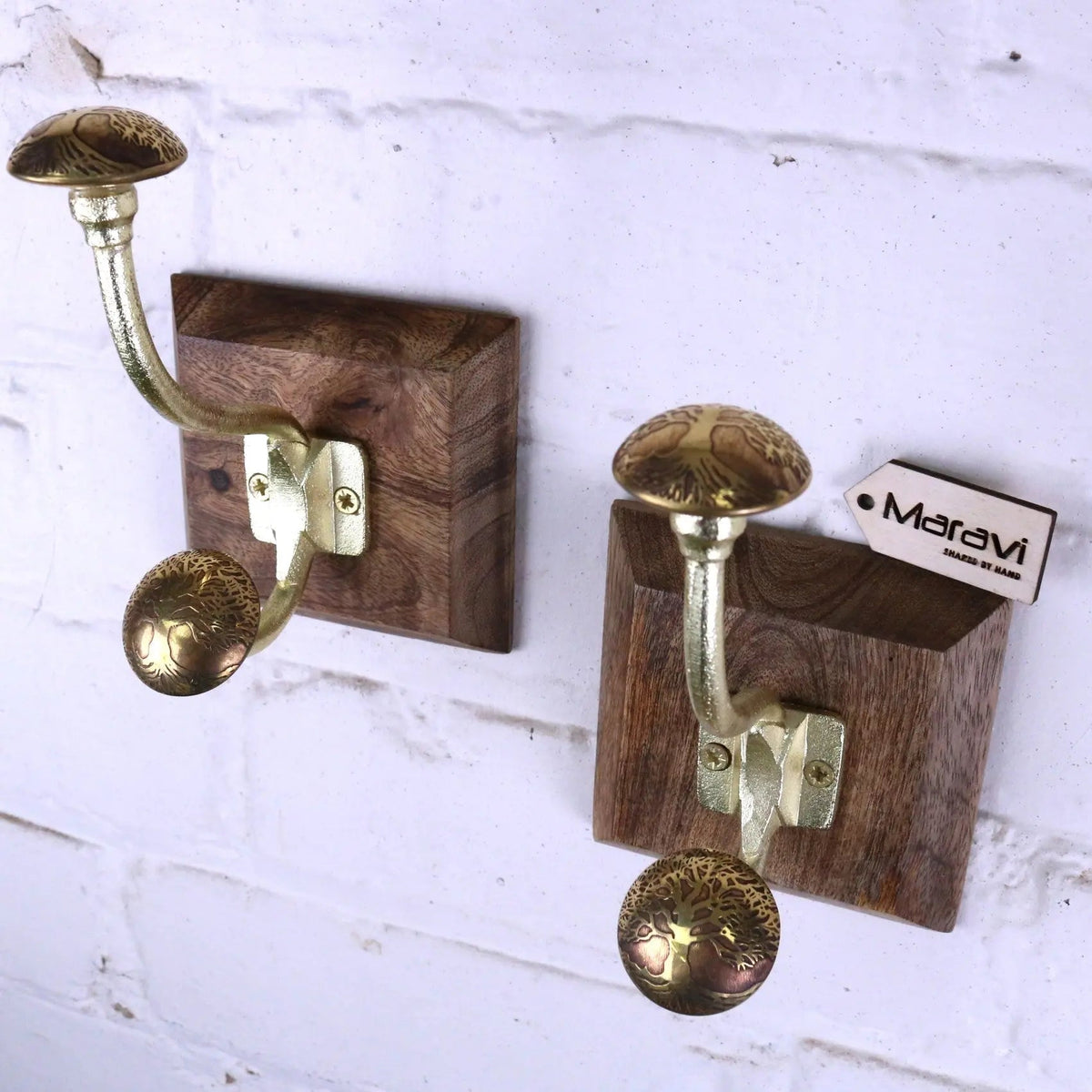 Zerika Antique Gold Coat Hooks Set of 2