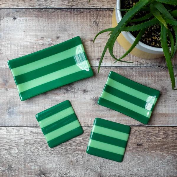 Fused Glass Coaster – Handmade Striped Bullseye Design by David Perry Glass & Ceramics (10cm-striped-dual-coloured-coaster-bullseye-collection)