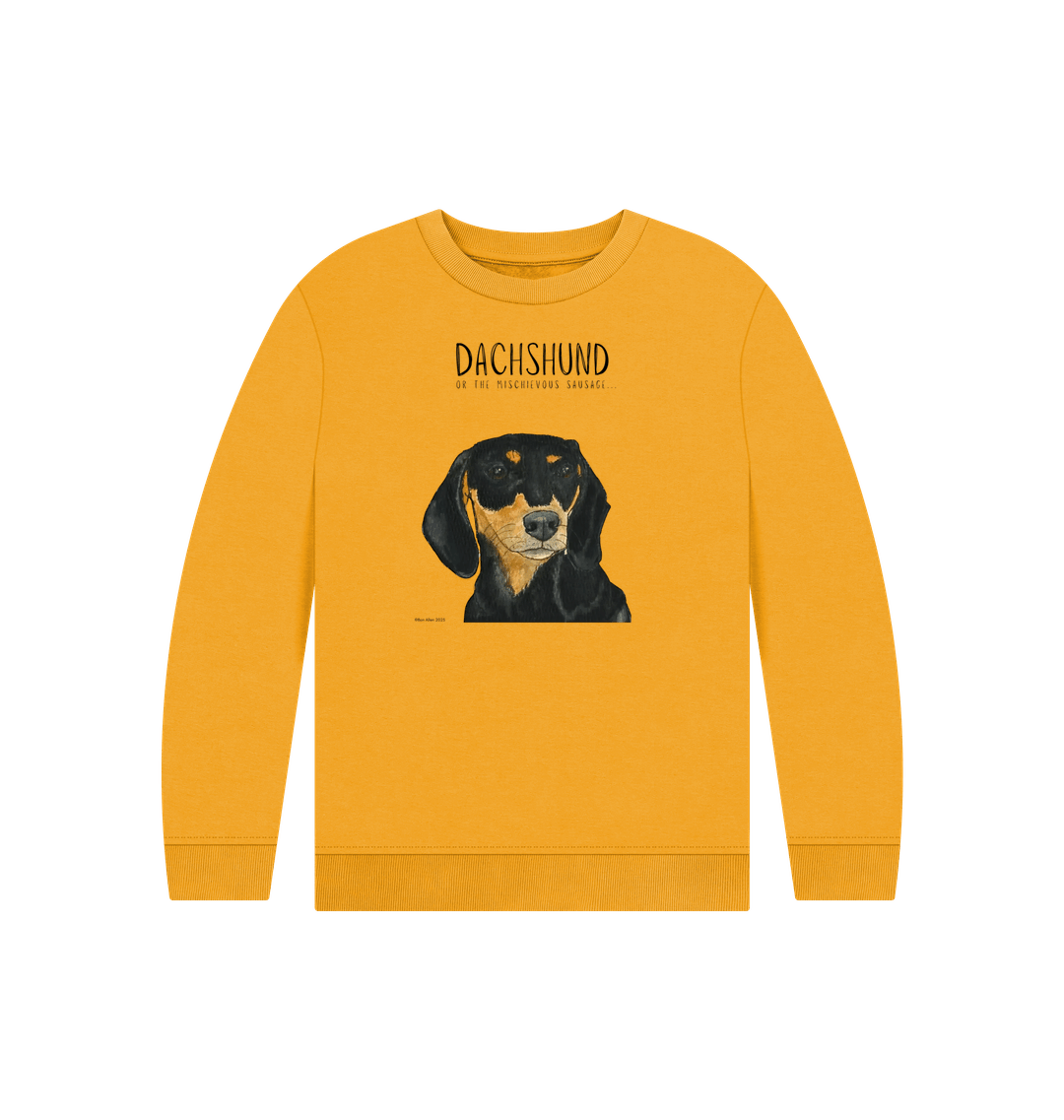 Snuggly Black & Tan Sausage Dog Kids' Sweatshirt – Ethically Made Cuteness!