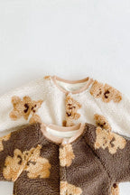 Bear Fleece Romper Cream or Brown