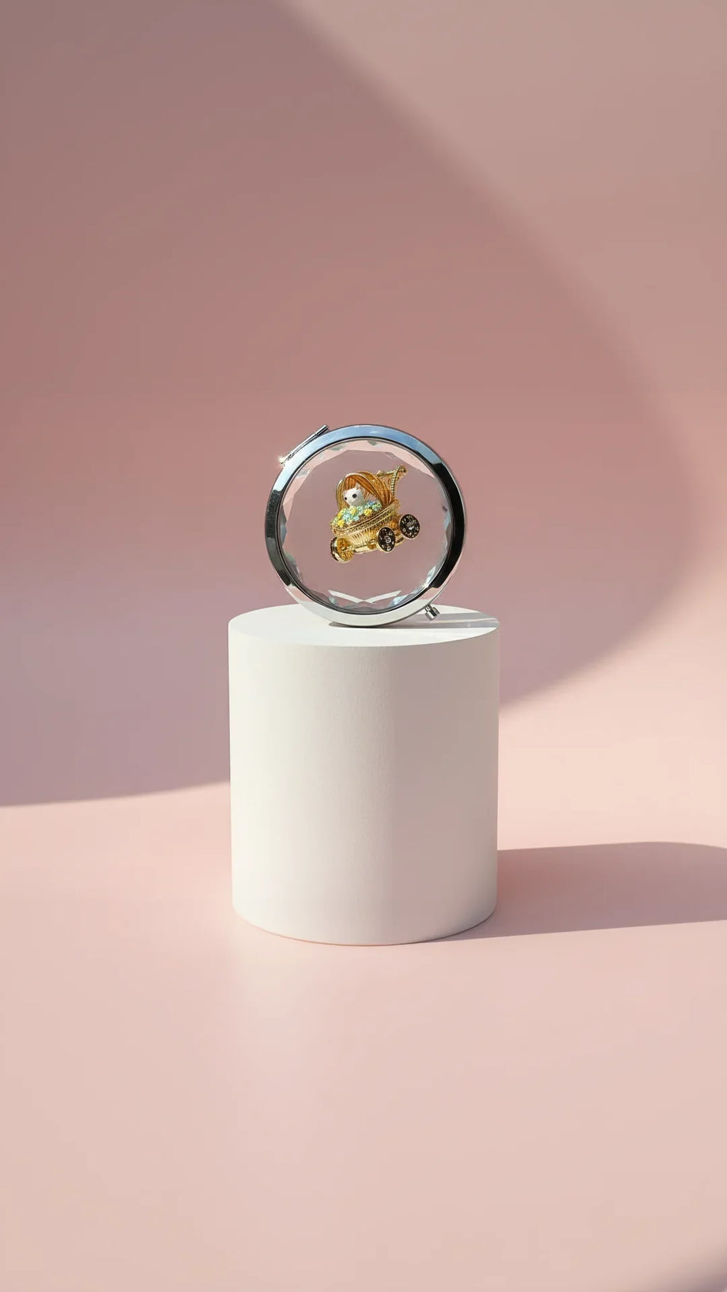 Floral Pram Compact Mirror & Gift Box