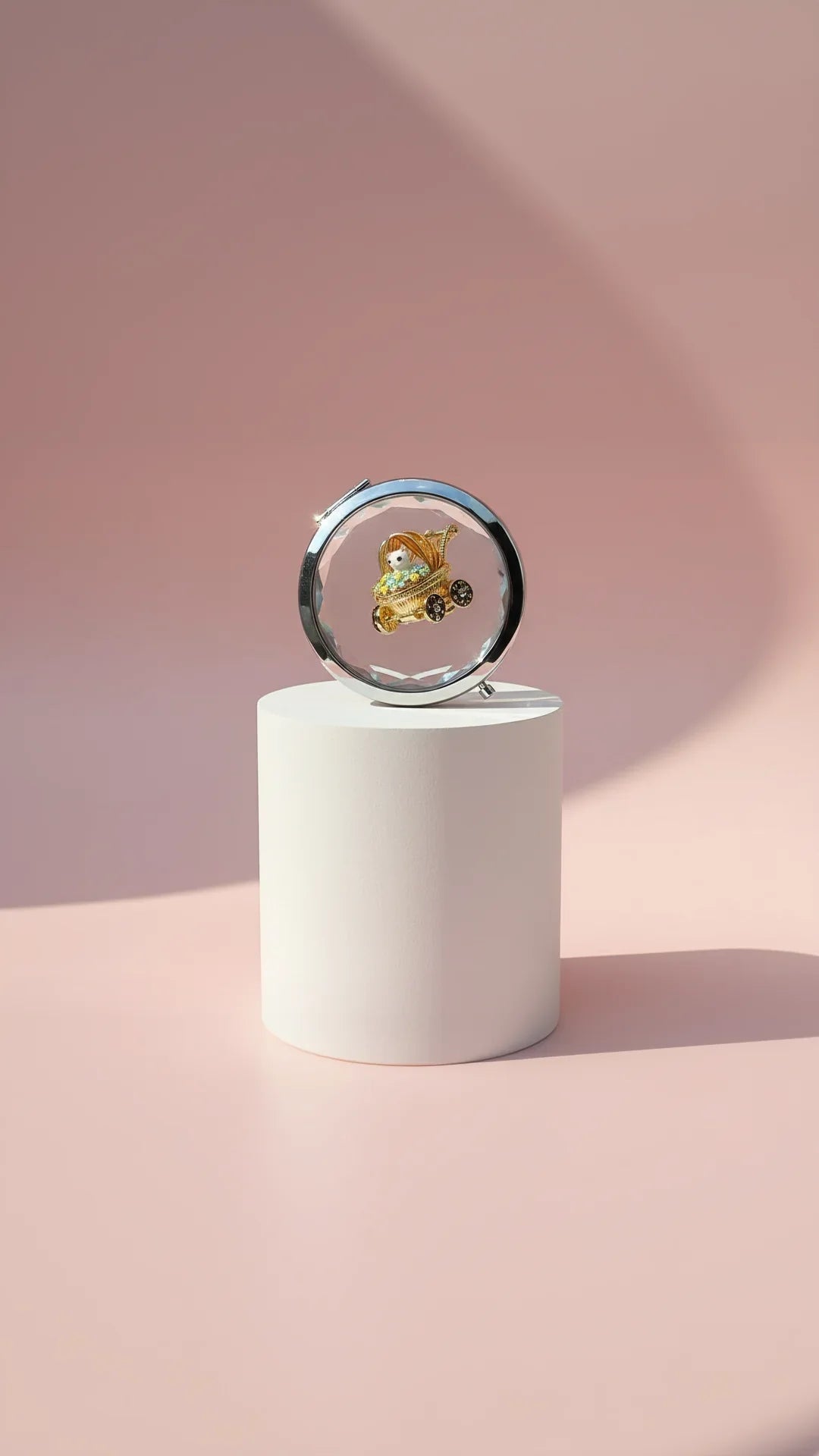 Floral Pram Compact Mirror & Gift Box