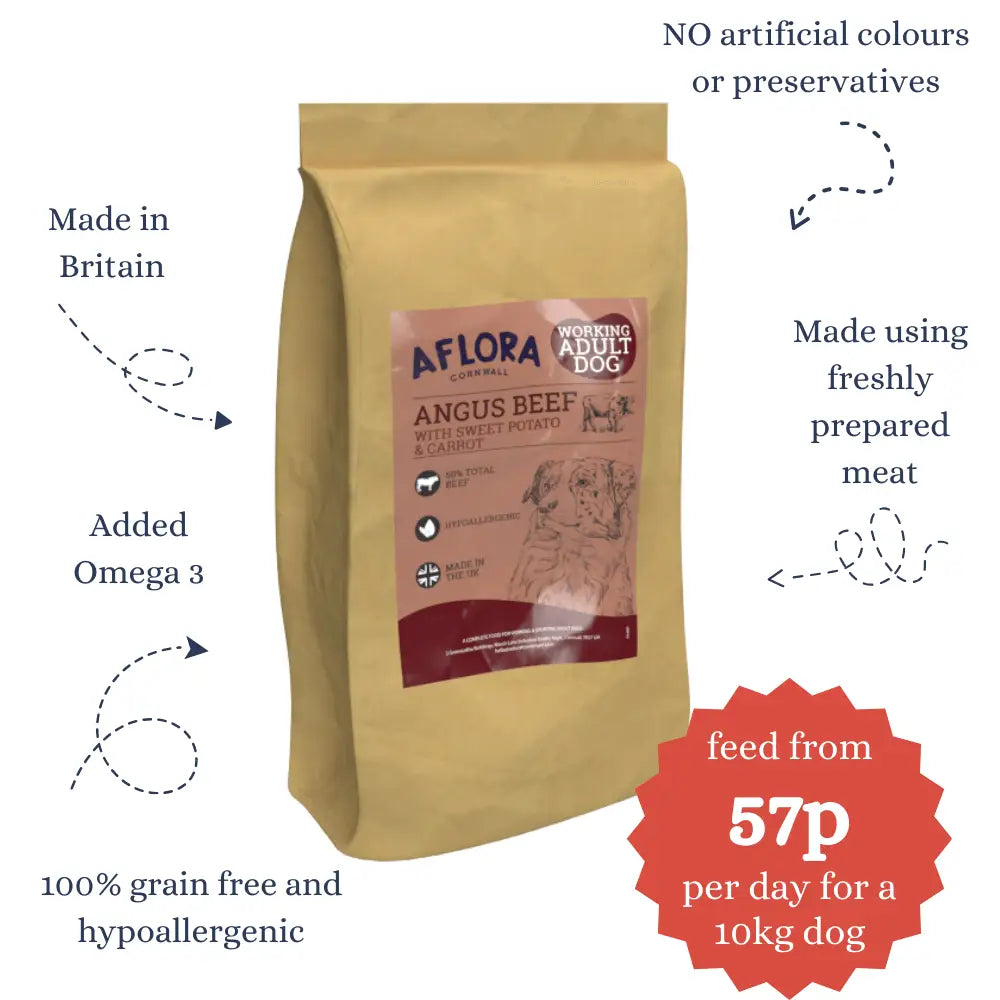 Grain Free Dog Food – Premium Angus Beef Recipe for All Life Stages by The Pets Larder (aflora-angus-beef-grain-free-dog-food)