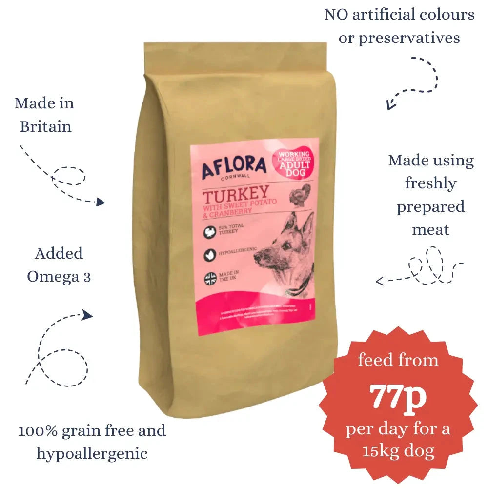 Large Breed Dog Food – Turkey & Sweet Potato Grain Free 15kg by The Pets Larder (aflora-large-breed-turkey-15kg-grain-free-dog-food)
