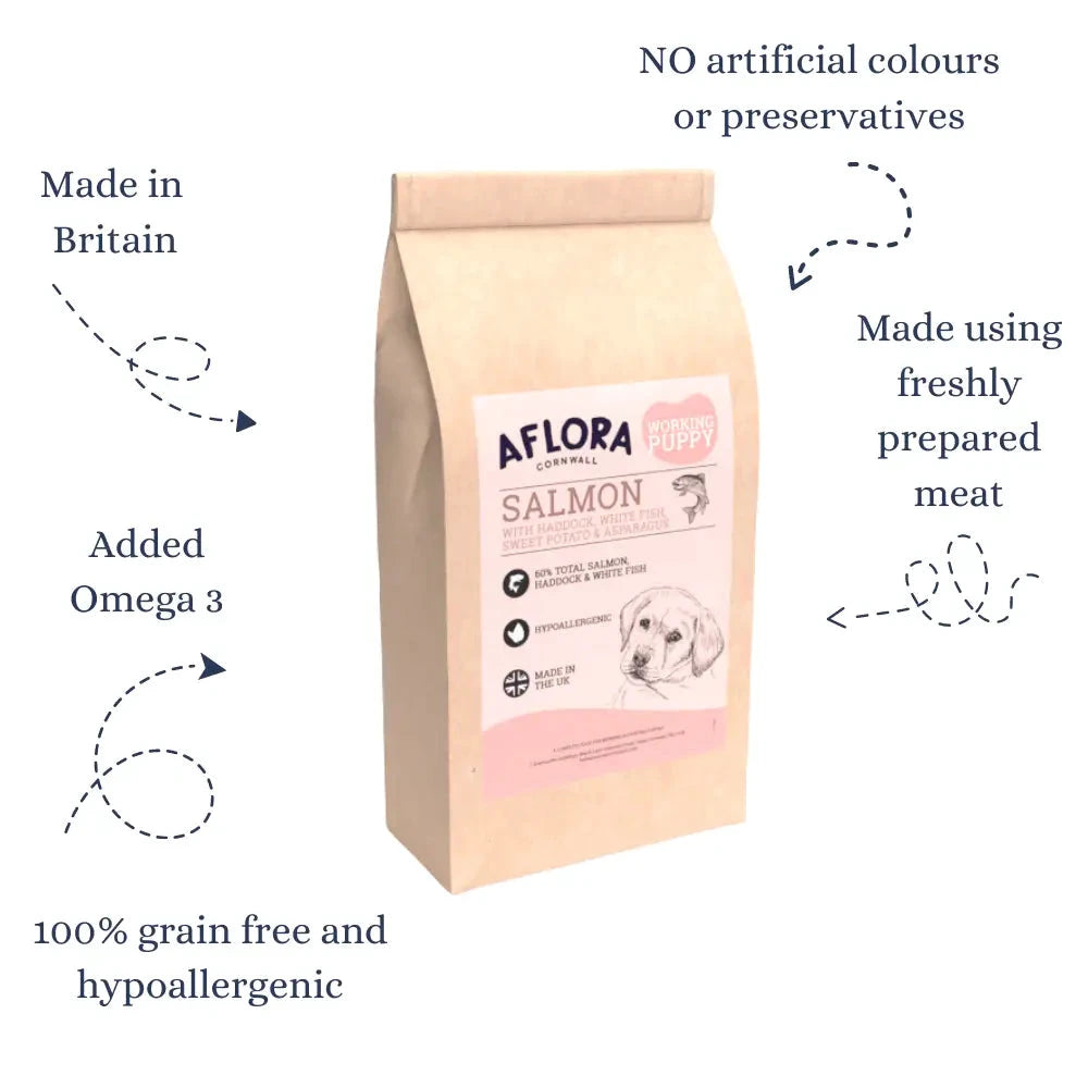 Grain Free Puppy Food – Salmon & Haddock Recipe by Aflora by The Pets Larder (aflora-puppy-salmon-with-haddock-grain-free-puppy-food)