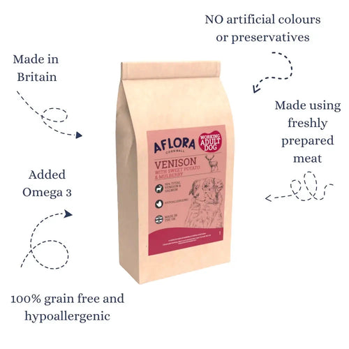 Grain Free Dog Food – Venison & Salmon Recipe by Aflora by The Pets Larder (aflora-venison-salmon-grain-free-dog-food)