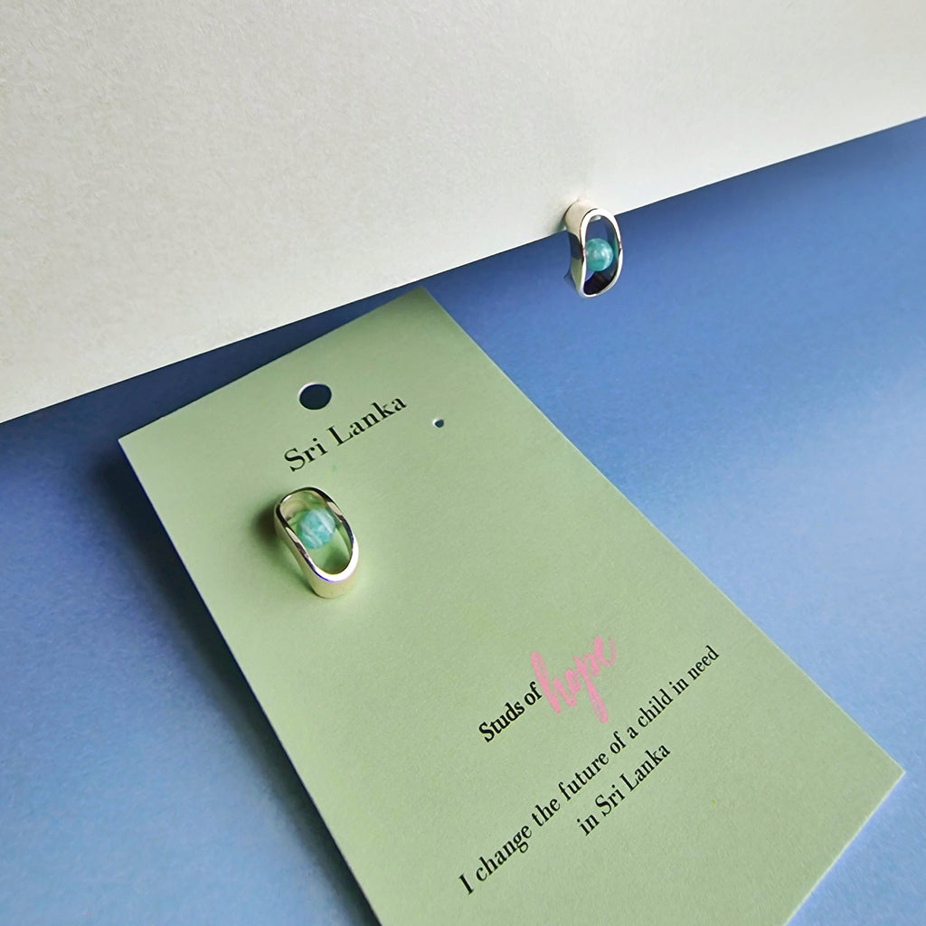 Amazonite Stud Earrings Silver