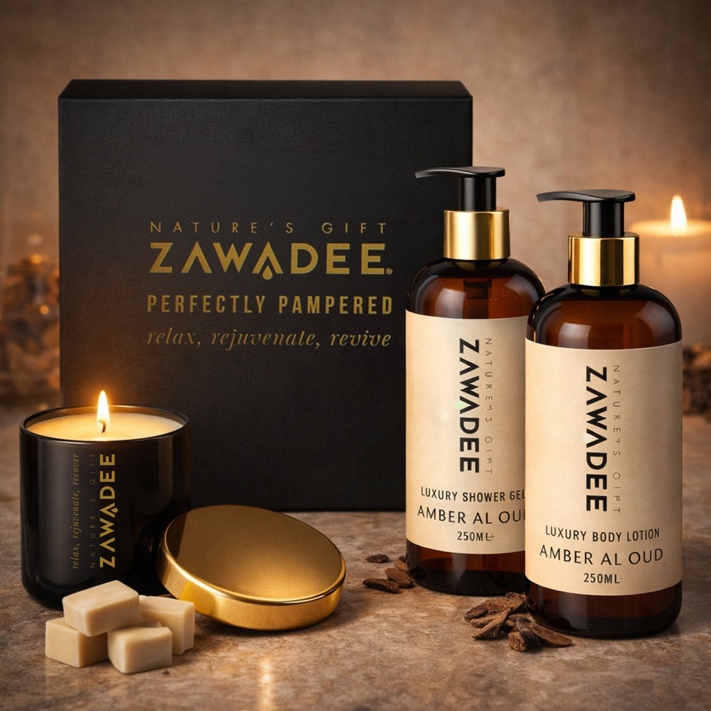 Luxury Oud Gift Set – Candle, Body Wash & Lotion | Amber Al Oud Ritual