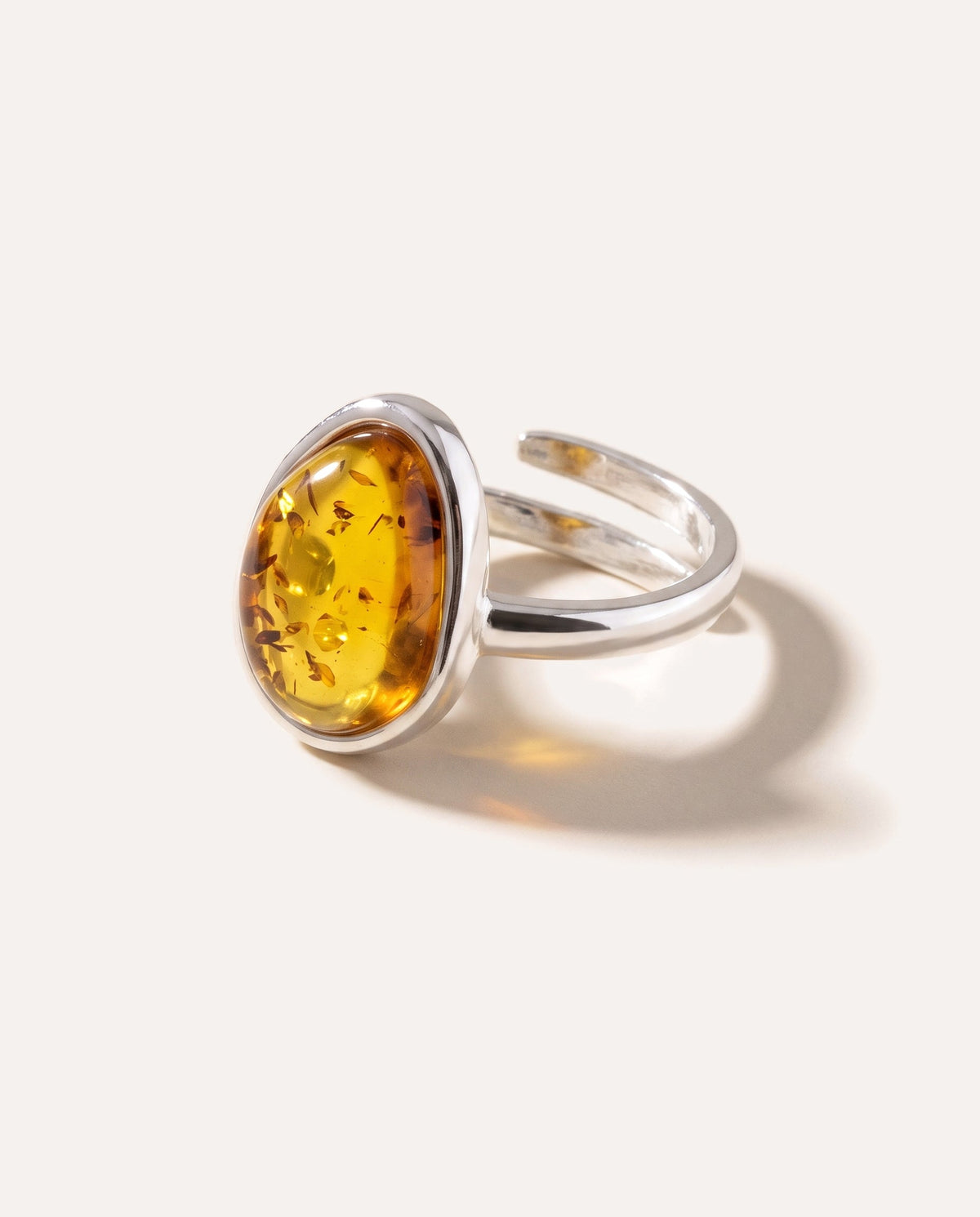 Amber ELEMENT Solitaire Adjustable Ring