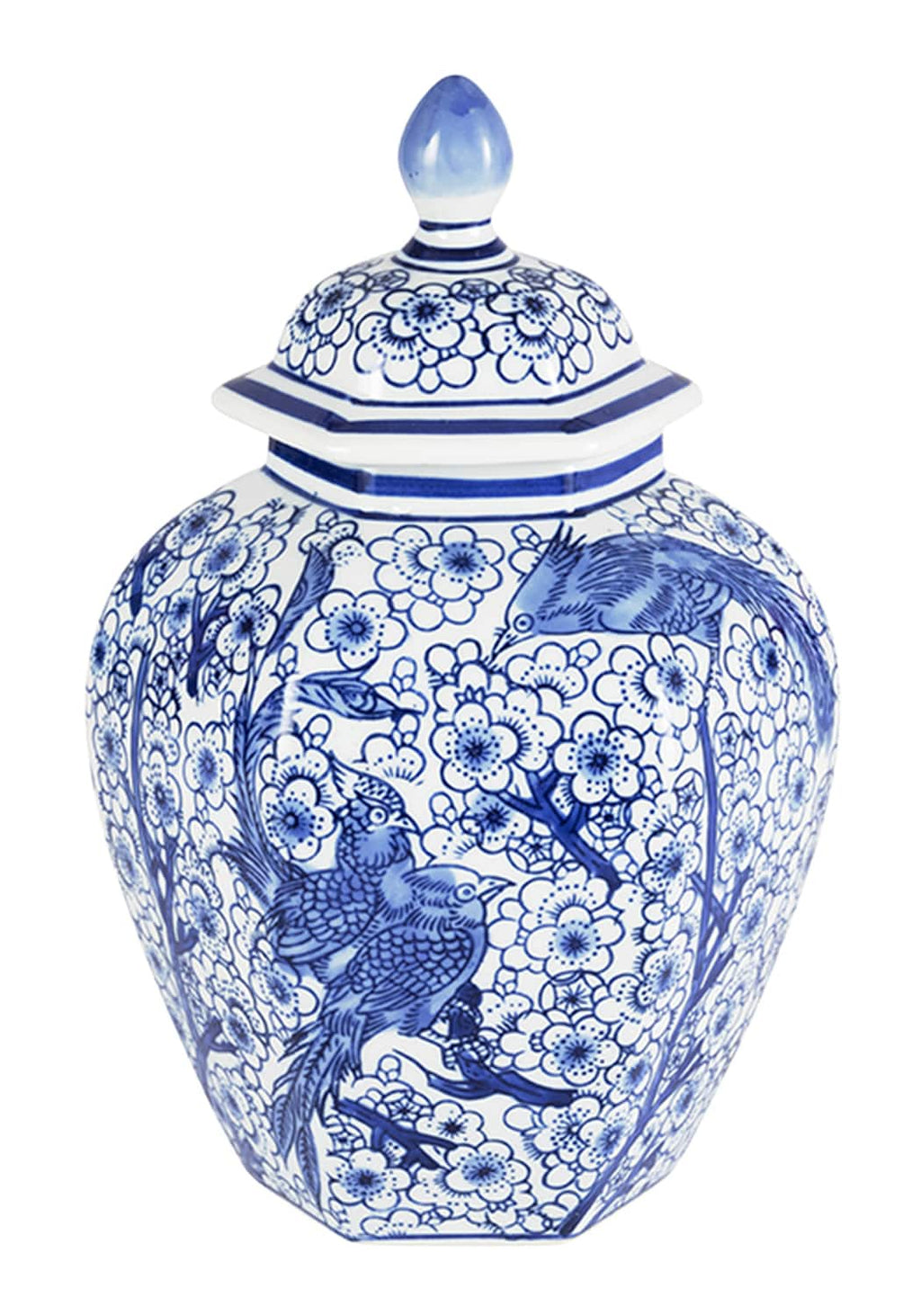 Anna Blue and White Bird Motif Ginger Jar