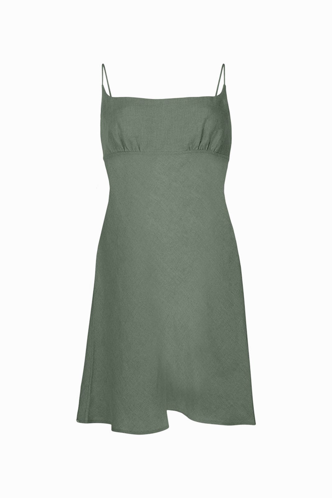 The Nicola Mini Slip Dress in olive green