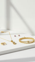 Personalised Initial Jewellery Gift Set – Necklace, Ring & Bracelet