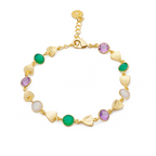 Gold Sara Mixed Gemstone Bracelet Green Onyx, Amethyst & Moonstone
