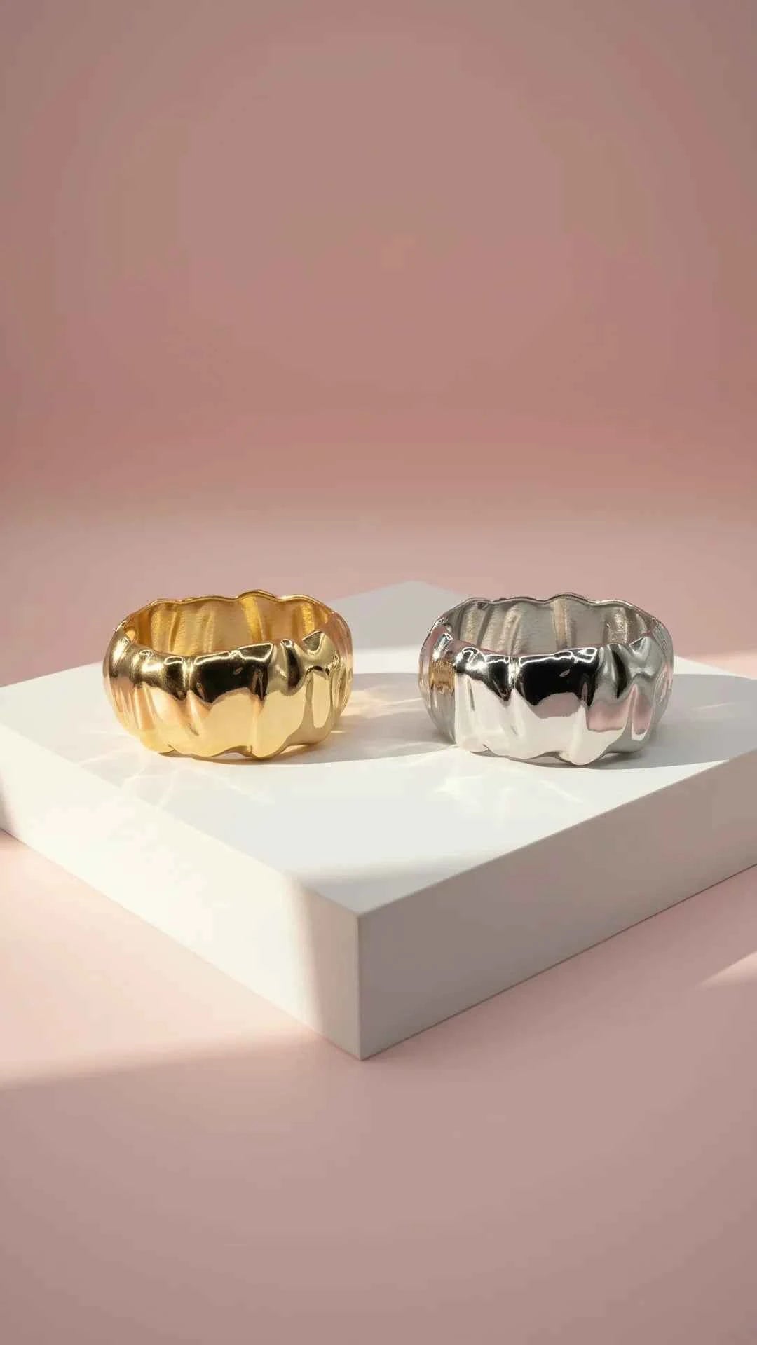 Chunky Ripple Statement Cuff Bangle