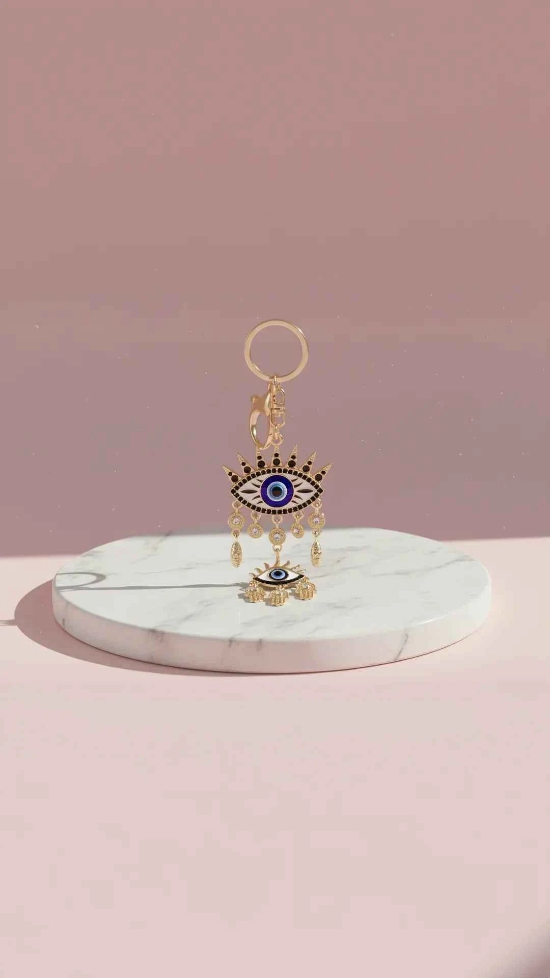 Evil Eye Dangly Crystal Key Ring & Bag Charm