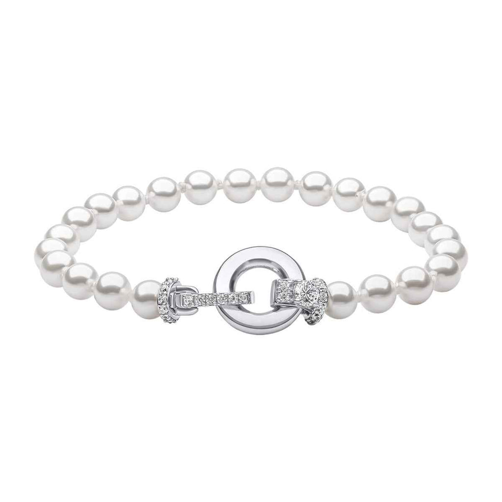 Diamonfire Shell Pearl Bracelet with Zirconia Feature Clasp