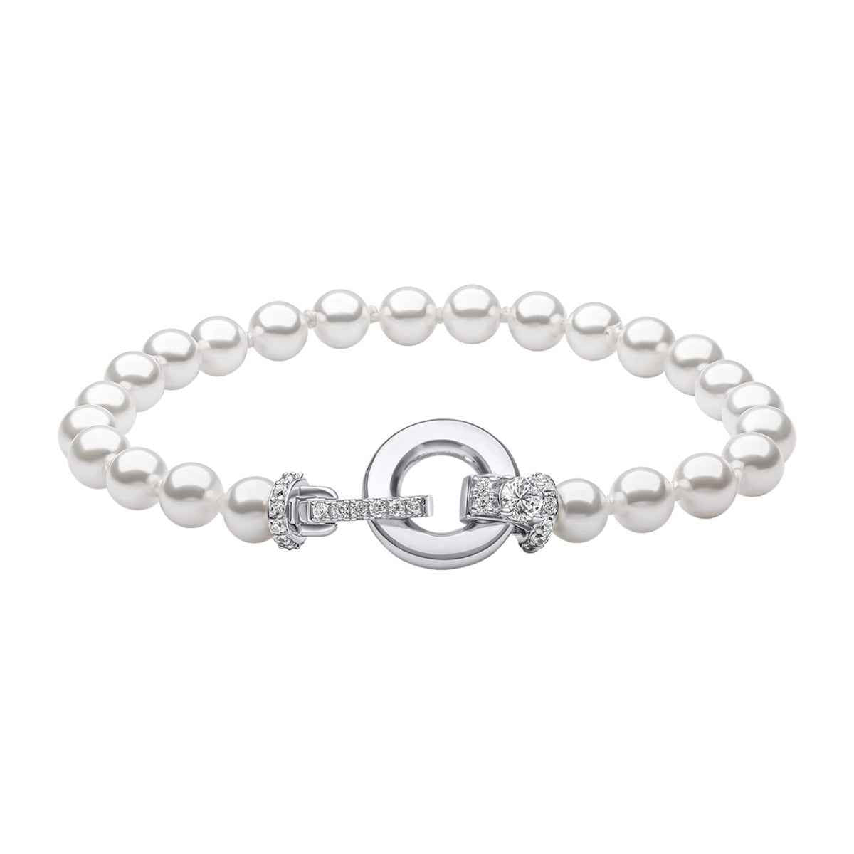 Diamonfire Shell Pearl Bracelet with Zirconia Feature Clasp
