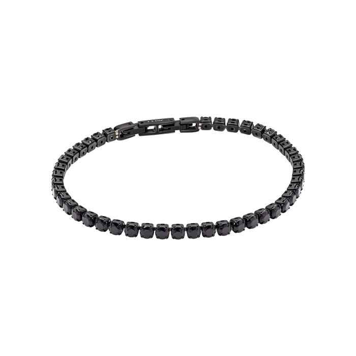 Fred Bennett Black Cubic Zirconia and Stainless Steel Tennis Bracelet