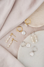 Round Pearl Drop Hoops: Silver
