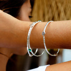 Simi Three Stone Stacking Bangle: Silver Labradorite