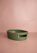 Cotswolds Oval Rattan Basket Green - Set of 2