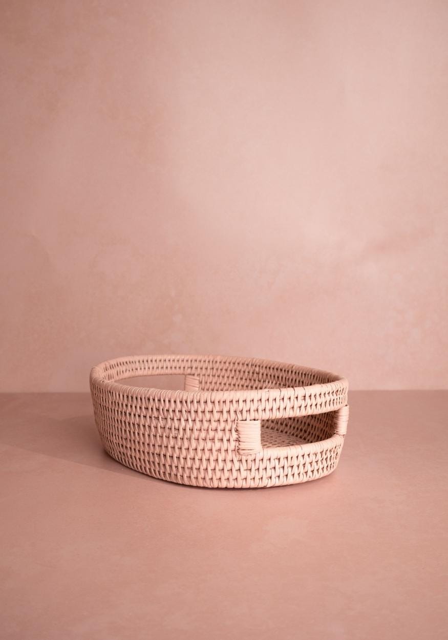 Cotswolds Oval Rattan Basket Pink - Set of 2