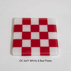 Glass Coasters – Handmade Chequered Design from Cornwall by David Perry Glass & Ceramics (10cm-chequered-soft-white-colour-coaster-oceanside-collection)
