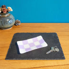 Handmade Glass Tray – Chequered Fused Glass Trinket Dish by David Perry Glass & Ceramics (15x8cm-chequered-white-colour-medium-tray-bullseye-collection)
