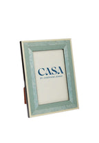 Beautiful Blue Marquetry Photo Frame with White Stripe 6x4"