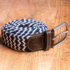 Woven Belt - Navy / White Zigzag