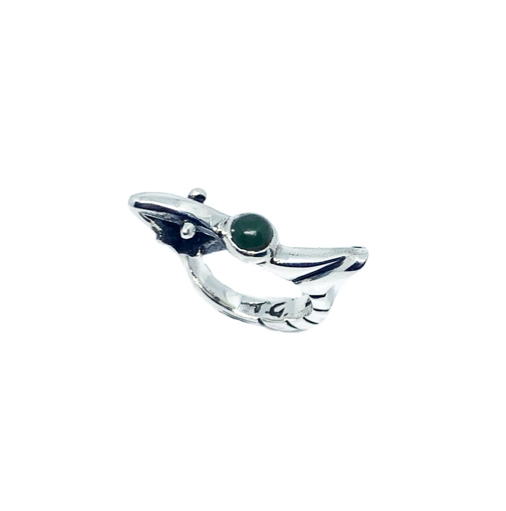 Bird Ring – Sterling Silver 925 with Ceramic Enamel or Green Jade