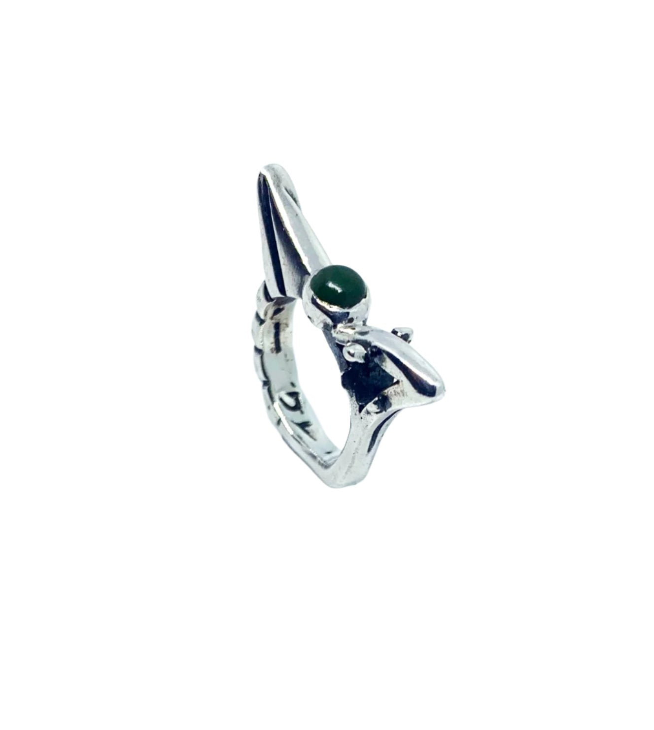 Bird Ring – Sterling Silver 925 with Ceramic Enamel or Green Jade