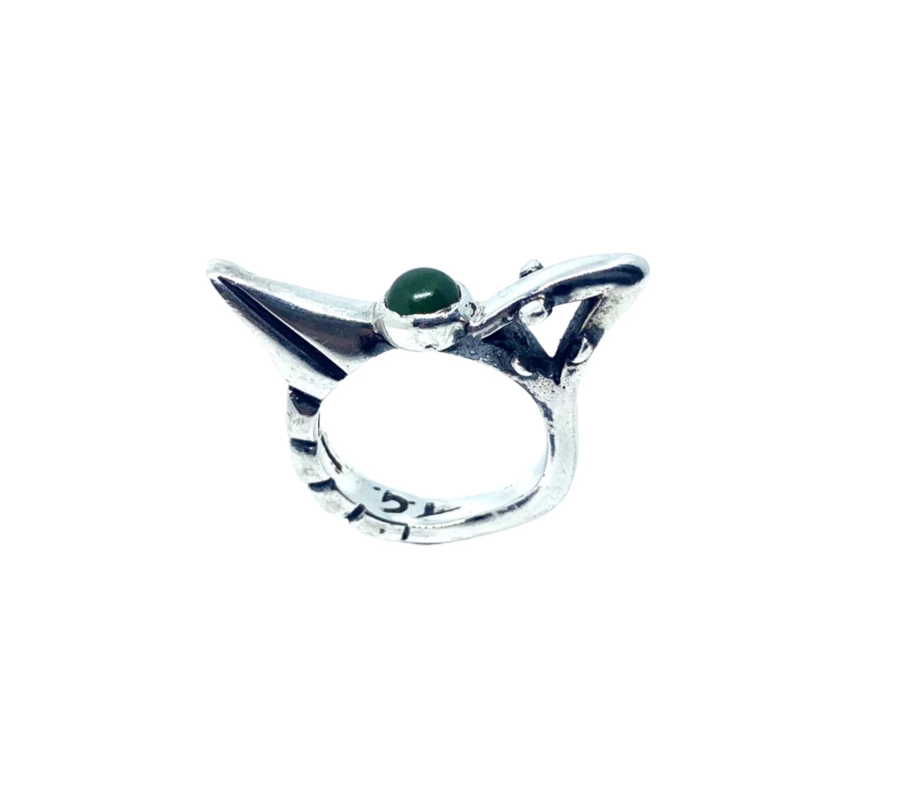 Bird Ring – Sterling Silver 925 with Ceramic Enamel or Green Jade