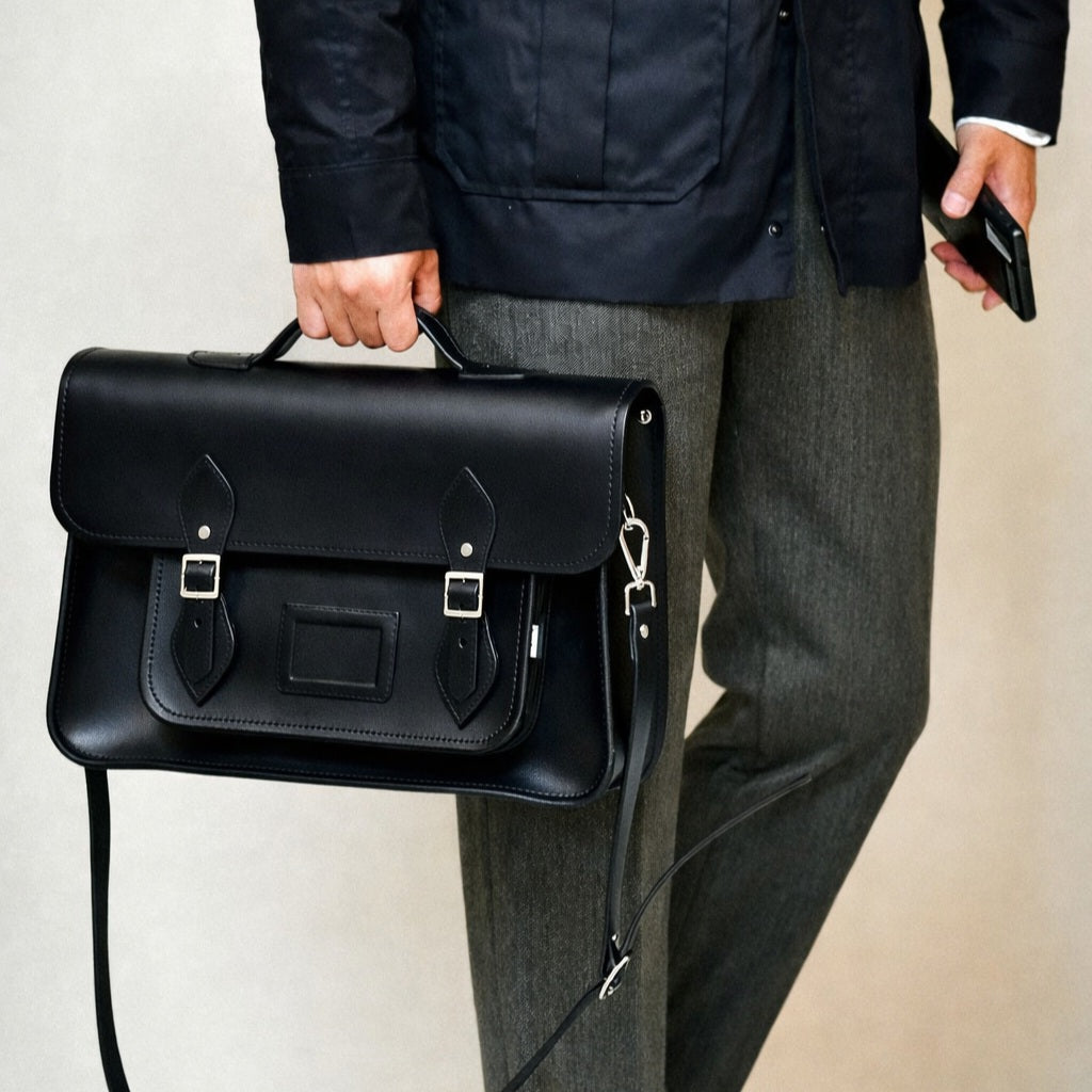 Handmade Leather Satchel - Black
