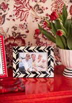 Black and White Marquetry Striped Photo Frame 6x4"