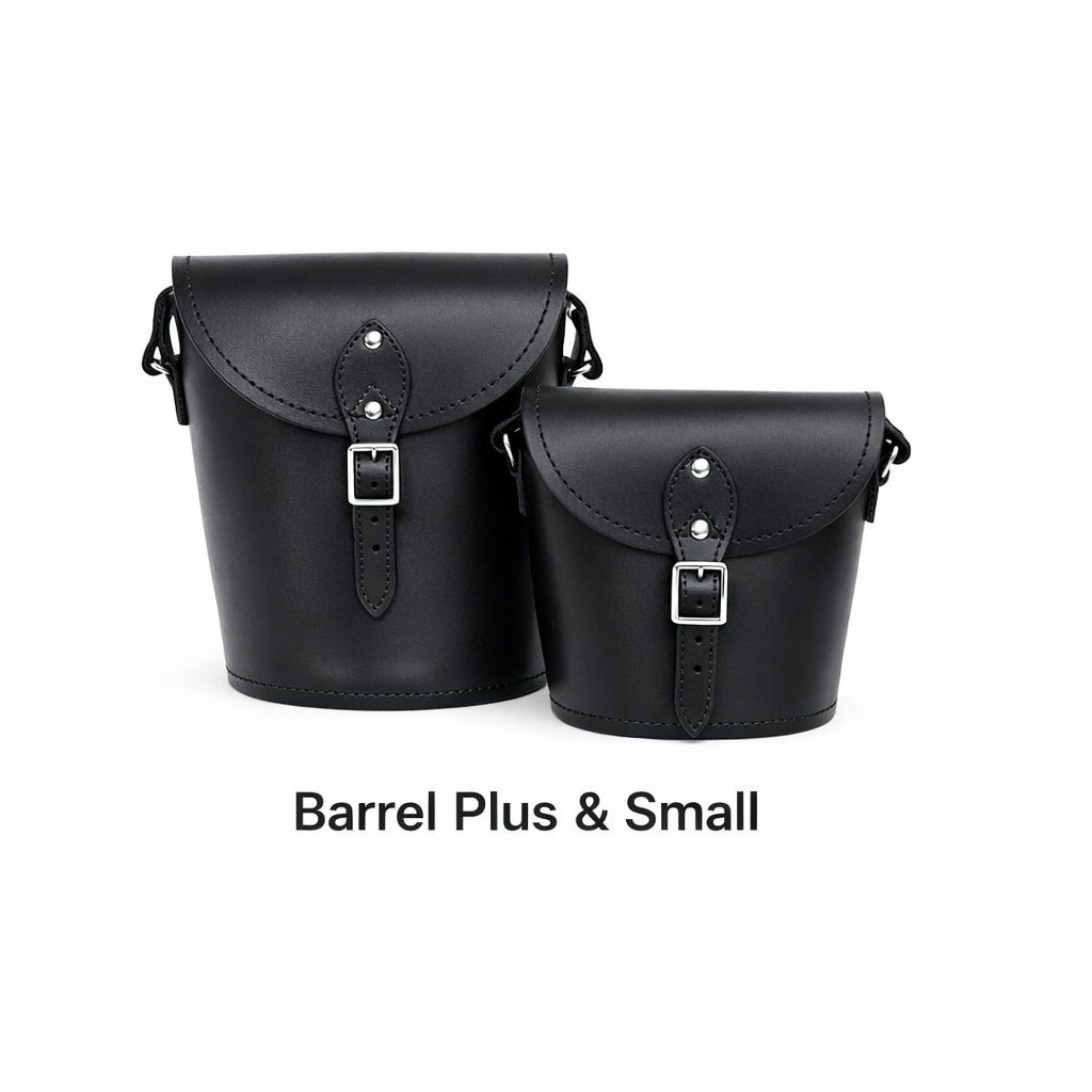 Handmade Leather Barrel Bag - Black