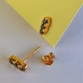 Black Cubic Zirconia Trio Gold Stud Earrings