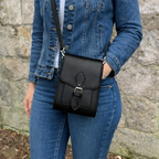 Handmade Leather Festival Phone Bag - Black