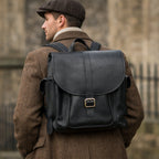 Men's Leather Tannery Backpack - Black
