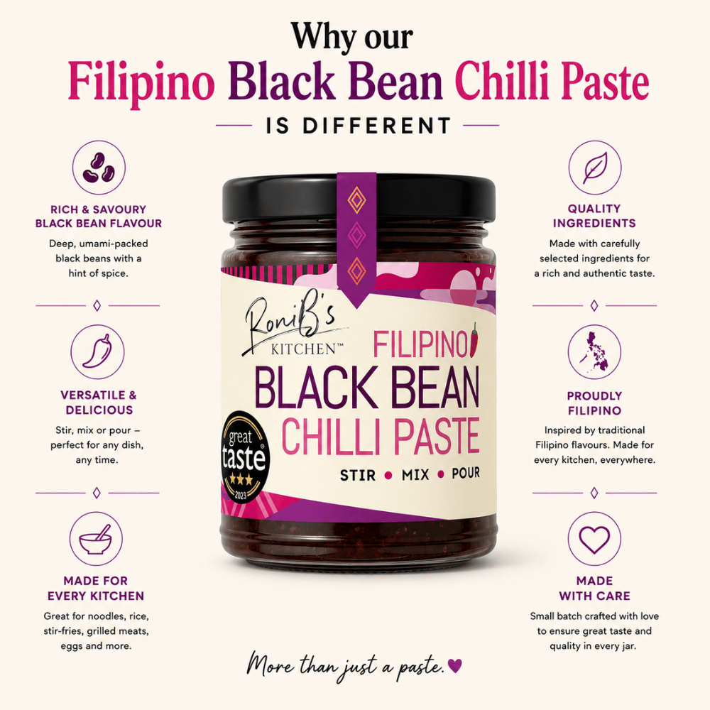 Filipino Black Bean Chilli Paste | 3-Star Great Taste Award Winner | Featured in James Martin Saturday Morning Show | 90ml