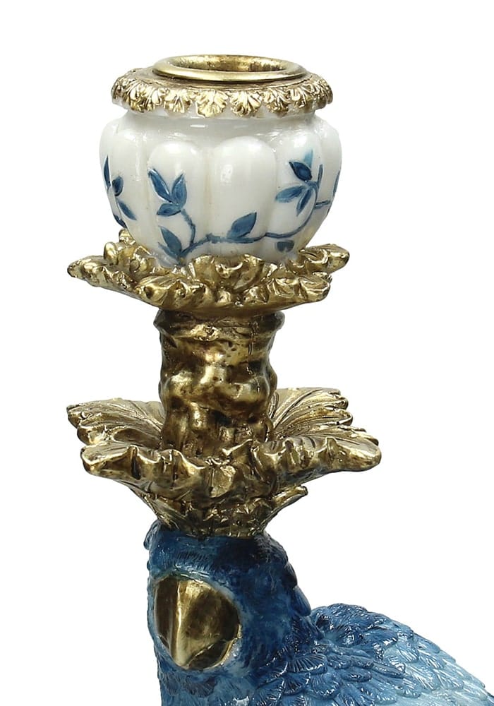 Blue Parrot Decorative Tall Candle Holder- 40 Cm Right