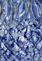 Blue Pineapple Stoneware  Vase - Handpainted Statement Piece